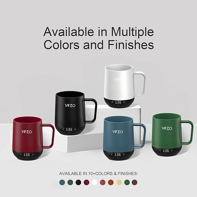 Temperature Control Smart Mug, Self Heating Coffee Mug LED Display, 180 Min Battery Life - Hot up to 149℉ Fast Wireless Charger Base Improved Design coffee serving sets mug(12oz, Black)