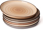 Sweese 7.4 Inch Porcelain Dessert Plates - Round Salad, Appetizer Plate Set for Kitchen, Small, Dishwasher Microwave Safe, Set of 6, Neutral