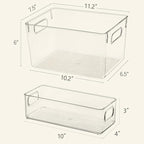 Clear Storage Bins 8 Pack for Fridge,4 Large Plastic Pantry Organizer Bins and 4 Small Stackable Storage Containers for Home Edit Kitchen Freezer Bathroom Under Bed Vanity Drawers