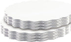qiqee 8 Inch White Wave Cake Boards Round 50-Packs Circles Rounds Base Food-Grade Cardboard Wave Cake Plate（Thinner But Stronger）