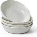 famiware Moonlight 8.5 Inch Pasta Bowls Set of 4, 32oz Serving Bowls for Kitchen, Soup Bowl with Linen Finish, Large Stoneware Bowls for Festivals, Housewarming, Dinnerware, White