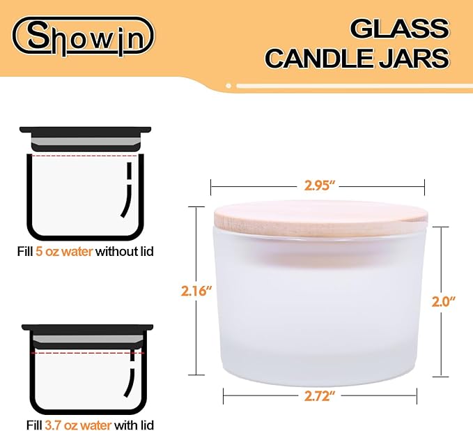 Thick Candle Jars for Making Candles 16 Pcs, 4 OZ Empty Jars with Wood Lids for Candle Making, Sample Container - Dishwasher Safe,Frosted White