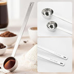 2Pcs Coffee Scoop Spoon - 1 Tbsp (15ml) & 2 Tbsp (30ml) Measuring Tablespoon - Stainless Steel Coffee Measuring Spoon - Long Handle Measuring Spoons for Ground Coffee, Loose Tea and Powder
