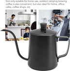 Pour Over Coffee Kettle, 12oz Stainless Steel Gooseneck Spout Pour Over Coffee Kettle Long Narrow Drip Spout Coffee Tea Pots for Pour Over Coffee, Home Brewing, Camping (12oz, Black with Lid)