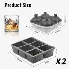 Samuelworld Premium Ice Tray Combo (3 Pack), Large Ice Sphere Maker & New Upgraded Ice Cube Trays, Food Grade, Easy To Use, Spill-Free Integrated Funnels, Whiskey Bourbon Cocktails, Grey