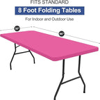 homing Rectangle Table Cloth Cover, Waterproof Polyester Elastic Fitted Tablecloth, Fits for 8 Foot Folding Tables, Washable Table Protector for Picnic, Camping, Outdoor (Rose Pink, 30" x 96")