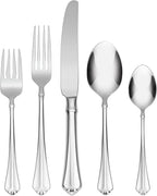 Oneida Silverware Set For 8, Juilliard 45-Piece Fine Flatware Set with Serving Utensils, Service For 8, 18/10 Stainless Steel, Mirror Finish, Dishwasher Safe,Knives Spoons & Forks Set(Silver 45 Piece)