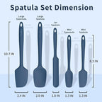 Coukre Silicone Spatula Set of 5,High Temperature Resistant, Food Grade Silicone, Dishwasher Safe, for Baking, Cooking (Pure Deep Blue)
