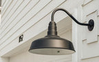 Steel Lighting Co. Gardena Barn Light | Outdoor Wall Mounted | 16" Dome | 11" Straight Arm | Farmhouse Light Made in America | Black Exterior/White Interior