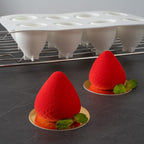 Restaurantware-Pastry Tek 8 Cavities Strawberry Silicone Mold, 1 Oven-Ready Strawberry Mold - Flexible, Freezable, White Silicone Fruit Silicone Mold, Easy Release, For Baking