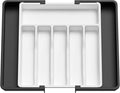 Lifewit Silverware Drawer Organizer, Expandable Utensil Tray for Kitchen, BPA Free Flatware and Cutlery Holder, Adjustable Plastic Storage for Spoons Forks Knives, Large, White&Black