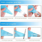 30 Pcs Pastry Piping Bags Set, with 10 PCS (18 Inch) Reusable Silicone Icing Bags,10 Couplers and 10 Frosting Bag Ties for Cake Cupcake Decorating