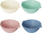 4 Pcs Upgraded Silicone Sourdough Bread Proofing Basket with Handles - Reinforced Rim Support, 9 Inch Foldable Bowls for Sourdough Bread Baking, Oven & Dishwasher Safe-BPA Free(Green,Beige,Pink,Blue)