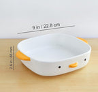 PURROOM Cute Duck Baking Dish, Ceramic Casserole Square Dish, Porcelain Pie Pan, 9x9 in Medium Baking Pan with Handles, Oven Safe & Durable Bakeware for Lasagna.