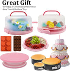 Gawren-H&E Cake Decorating Supplies Kit, 678 PCS Cake Decorating Kit & Cake Baking Suppplies set with Cake Carrier,3 Springform Pans Set,Piping Bags and Tips Set,Chocolate Molds,Cake Stand for Baking