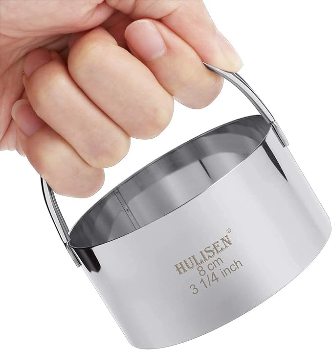 HULISEN Stainless Steel Biscuit Cutter Set, Silicone Mat, Pastry Scraper and Dough Blender, Sturdy & Long-Lasting with Ergonomic Rubber Grip, Professional Baking Dough Tools, Gift Package (4 Pcs/Set)