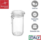 Bormioli Rocco Fido Cylinder 25.25 oz Airtight Glass Jar (Set of 2) - BPA-Free, Dishwasher & Microwave Safe - Clear Canister Ideal for Food Storage, Canning, Fermentation, Home Kitchen Organization