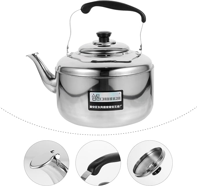 Cabilock 6L Stainless Steel Whistling Tea Kettle Large Capacity Stove Top Water Pot with Ergonomic Handle for Home Kitchen