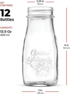Bormioli Rocco Quattro Stagioni 13.5 Oz. Bottles (Set of 12) - Vacuum‑Seal Glass Canning & Beverage Bottles with Twist‑Top Lid - Clear Lead‑Free Glass for Jams, Sauces, Drinks & Gifts - Made in Italy
