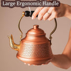 Vintage 100% Pure Solid Copper Turkish Hammered TeaPot Tea Kettle Pot for Stovetop Stove Top Infuser Decorative Fancy Arabic Moroccan Party Serving Kitchen Antique Handmade Unique Style Gooseneck Gift