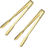 MSY BIGSUNNY 7 Inch Ice Tongs, Thickened Stainless Steel Sugar Cube Serving Tongs with Teeth for Tea, Party, Coffee, Bar, Food - Set of 2, Golden
