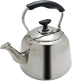 Lily's Home Whistling Tea Kettle for Stovetop, 2 Quart Stainless Steel Water Kettle with Loud Whistle, Cool-Touch Handle & Induction Compatible Base - For Gas, Electric, & Induction Cooktops
