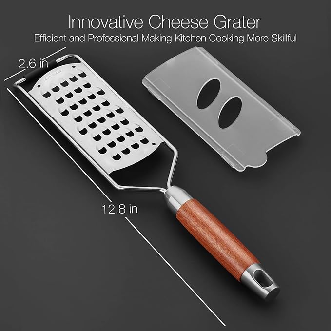 KULUNER Professional-Grade Lemon Zester with Ultra-Coarse Blades, Heavy-Duty Cheese/Vegetable Grater, Solid Wood Handle Design - Rust-Resistant Durable, Essential Kitchen Tool (B1)