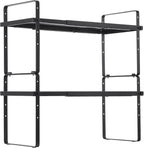 VEVOR Adjustable Kitchen Cabinet Shelf Organizer, Expandable 2 Tier Cabinet Shelf, Stackable Countertop Organizers and Storage Risers, Pantry for Kitchen Bathroom Office, Black