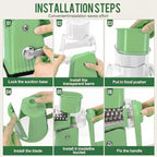 Rotary Cheese Grater with 5 Well-designed Blades & Strong Suction Base, Kitchen Mandoline Vegetable Slicer with Blade Storage Box (GREEN)