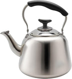 Lily's Home Whistling Tea Kettle for Stovetop, 2 Quart Stainless Steel Water Kettle with Loud Whistle, Cool-Touch Handle & Induction Compatible Base - For Gas, Electric, & Induction Cooktops