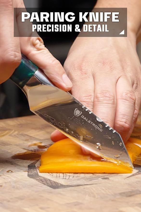 Dalstrong Paring Knife - 4 inch - Valhalla Series - 9CR18MOV HC Steel - Celestial Resin & Wood Handle - Professional Kitchen Knife Gift - Razor Sharp - w/Leather Sheath