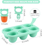 HUAKENER Mini Popsicle Molds, Silicone Popsicle Mold for Toddlers, 6-Cavity Ice Pop Molds with Handle for Making Healthy Baby Food, Breastmilk Popsicle (Green)