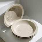 Stone Lain Orbit 24-Piece Dinnerware Set Stoneware, Plates and Bowls Set, Pasta Bowls, Microwave and Dishwasher Safe, Dish Set for 8, Beige