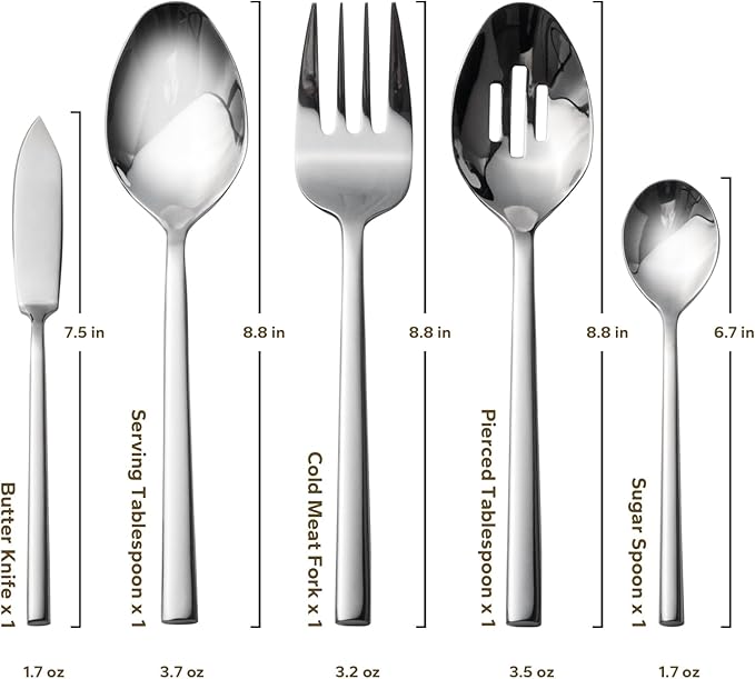 Alata Potter 45-Piece Forged Stainless Steel Flatware Set Cutlery Set,Service for 8,Silver Finish,Dishwasher Safe