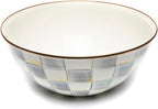 MACKENZIE-CHILDS Enamel Everyday Bowl, Serving Bowl for Entertaining, Large, Gray-and-White Sterling Check, Set of 1