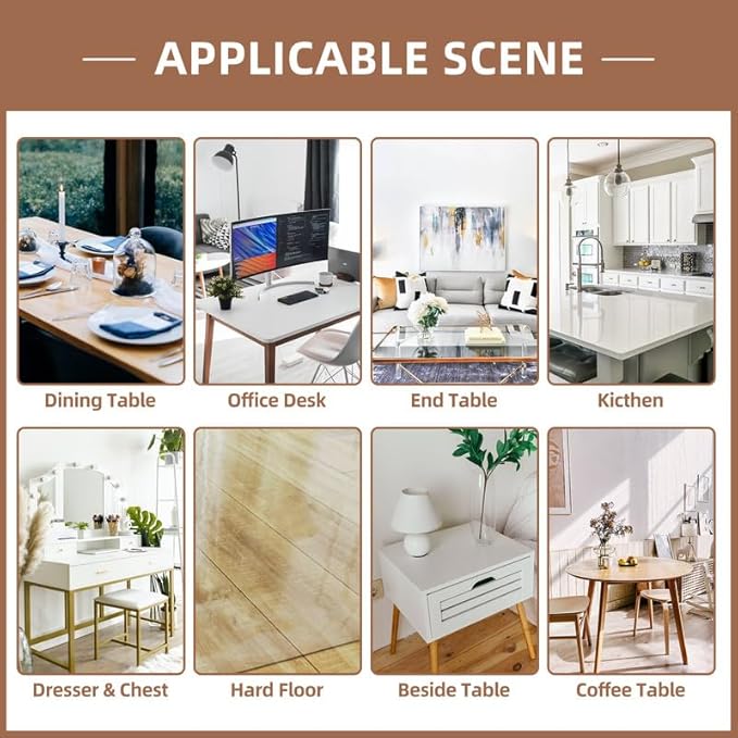 Warmstar Clear Table Cover Protector 30 x 60 Inch,1.5mm Thick Plastic Table Cover Rectangle,PVC Clear Table Protector,Desk Protector Mat for Kitchen, Dresser, Writing Desk，Dining Room Table