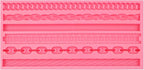 Chain and Rope Pattern Silicone Mold, 6 Designs, Pink Fondant Decorating Tool