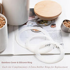 Sweejar Ceramic canisters for kitchen counter,Stackable Food Containers Set with Airtight Seal Bamboo Lid for Serving Ground Coffee, Tea, Spice, Flour and Sugar-Set of 3 (Black)
