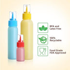 GOLOHO Cookie Icing Bottles, 6 Squeeze Applicator Bottles, 2 each (1, 2 and 4 ounces), Royal Icing Tools, Cake Sugar Cookie Decorating Supplies, Food Coloring, Frosting, Pancake Arts and Crafts Kit