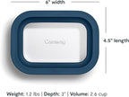Caraway 2pc Glass Food Storage Set - 2.6 Cup Food Containers (2) - Non-Toxic Ceramic-Coated Glass - Air Release Technology - Compact & Stackable Design - Navy