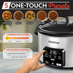 Gourmiia 4.5 Qt Programmable Slow Cooker with 5 Presets, Slow Cook, Digital Timer, Keep Warm Function, Nonstick Interior, Dishwasher Safe (Stainless Steel)
