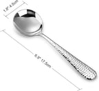 KEAWELL Premium 4-Piece Louise Hammered Spoons Set, 18/10 Stainless Steel, Set of 4, Fine Spoon Set with Round Edge, Dishwasher Safe (7" Soup Spoons)