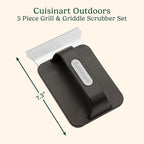 Cuisinart 5-Piece Grill & Griddle Scrubber Set, Bristle Free Stainless Steel 3 Steam Cleaning Sponges with Water Tray, Perfect for Grill & Griddle Cleaning Easy Stain Remover, BBQ & Camping Tool