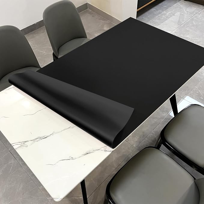 Table Mats - 38x78 Inch Waterproof Easy to Clean Can Conceal Flaws Protector The Table Top from Scratches Used for Dining (Black+Black 38x78)