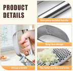 Stainless Steel Garlic Press, 2026 Upgrade Garlic Press Rocker Heavy Duty Stainless Steel Garlic Mincer, Heavy Garlic Chopper with Peeler And Cleaning Brush (No Corkscrew)