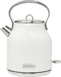 Haden Heritage 1.7 Liter Stainless Steel Electric Kettle, Hot Water Kettle with 360-Degree Base and Auto Shutoff, Ivory & Chrome