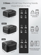 Vacuum Bags for Travel with Wireless Pump, 180° Open Zipper, IP67 Waterproof, Reusable Space Saver Compression Bags for Backpack, Suitcase, Home Storage(2 Pack + Pump)
