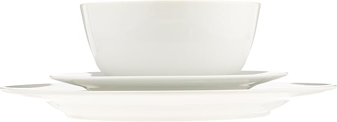 Amazon Basics Kitchen Dinnerware Set, Microwave and Dishwasher Safe, Plates, Bowls, Service for 6, 18-Piece, White
