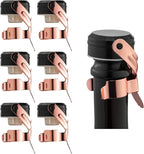 WOTOR Champagne&Wine Bottle Stoppers Stainless Steel with Food Grade Silicone, Leak Proof Keep Fresh Reusable Saver, Cork Suitable for Wine, Champagne, Cava, Prosecco and Sparkling (6 Pack Rosegold）