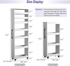 7-Tier Slim Storage Cart, Wooden Rolling Pantry Cabinet with Wheels, Narrow Shelf Organizer for Kitchen, Bakers Rack, Dining Room, Closet, Small Spaces Gray 47.2" H*9.8" W*23.6" D